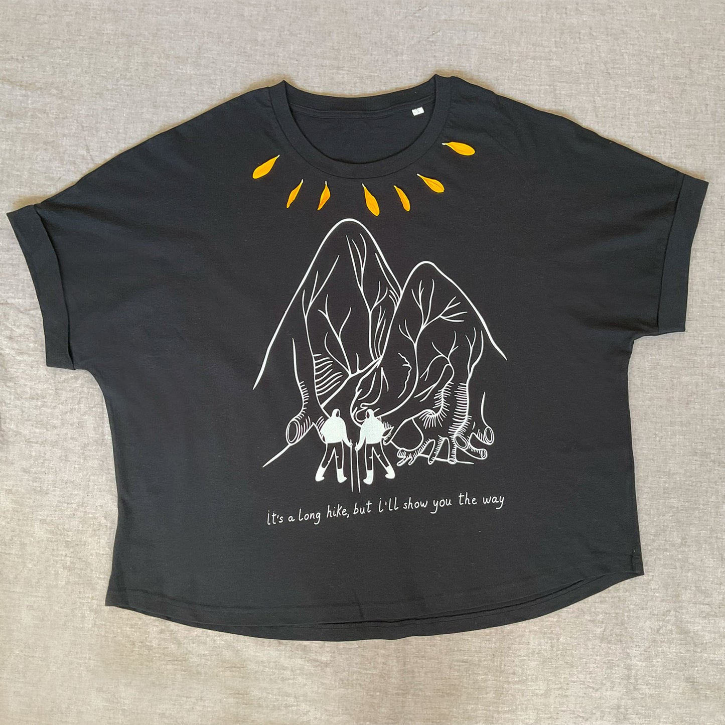 Tricou cu mâneci rulate "I'll show you the way", Black
