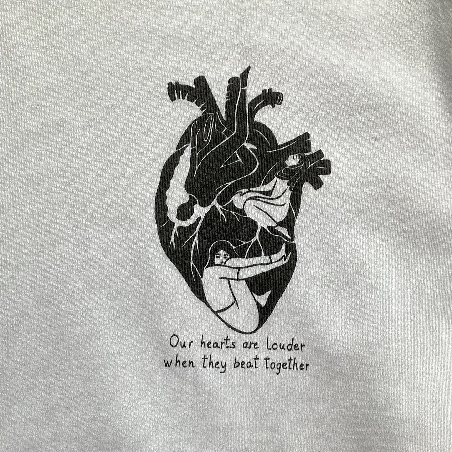 Tricou cu mâneci rulate "Louder togheter", White