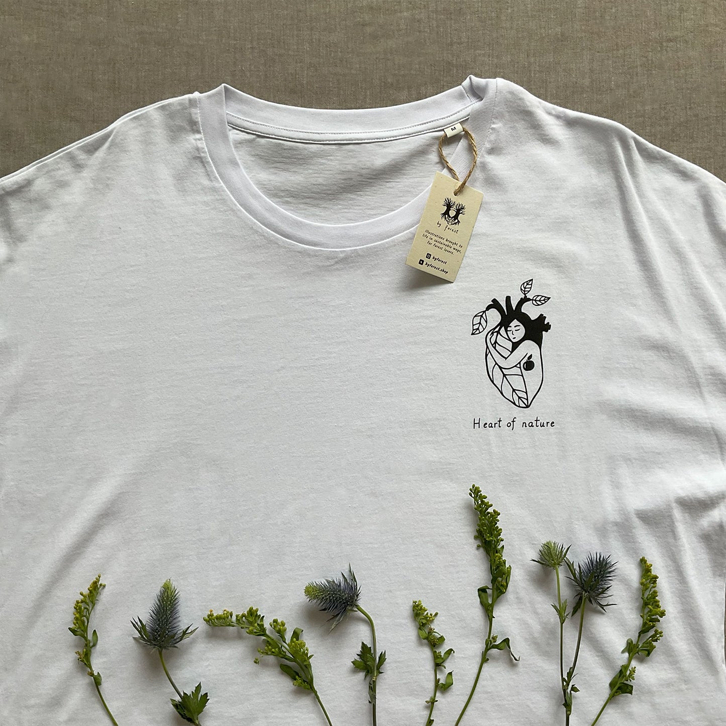 Tricou cu mâneci rulate "Heart of nature", White