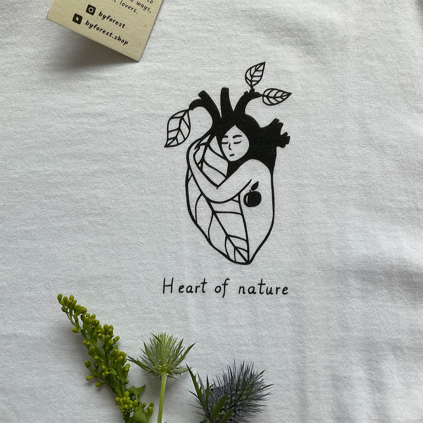 Tricou cu mâneci rulate "Heart of nature", White