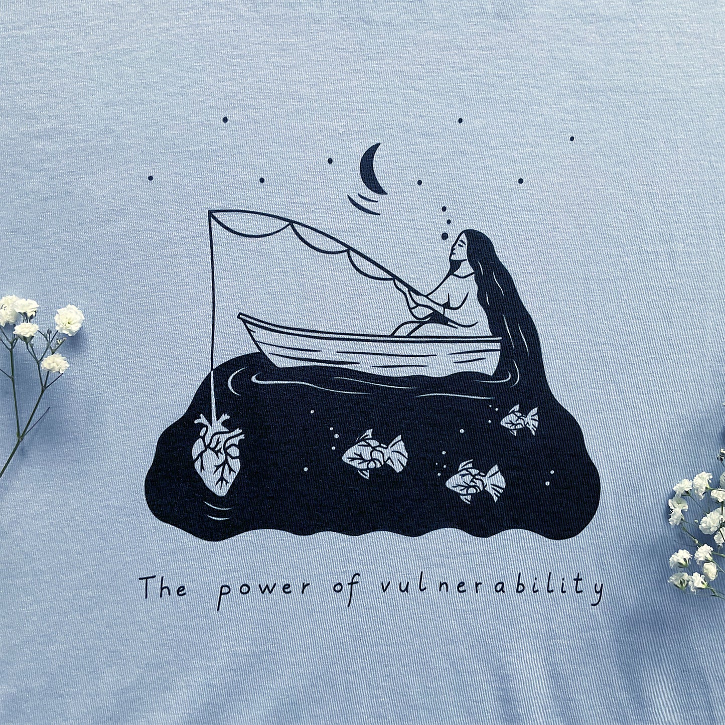 Tricou cu mâneci rulate "Power of vulnerability", Serene blue