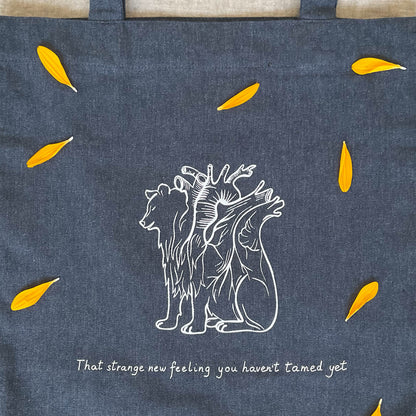 "Feelings untamed yet" -  Thick woven bag