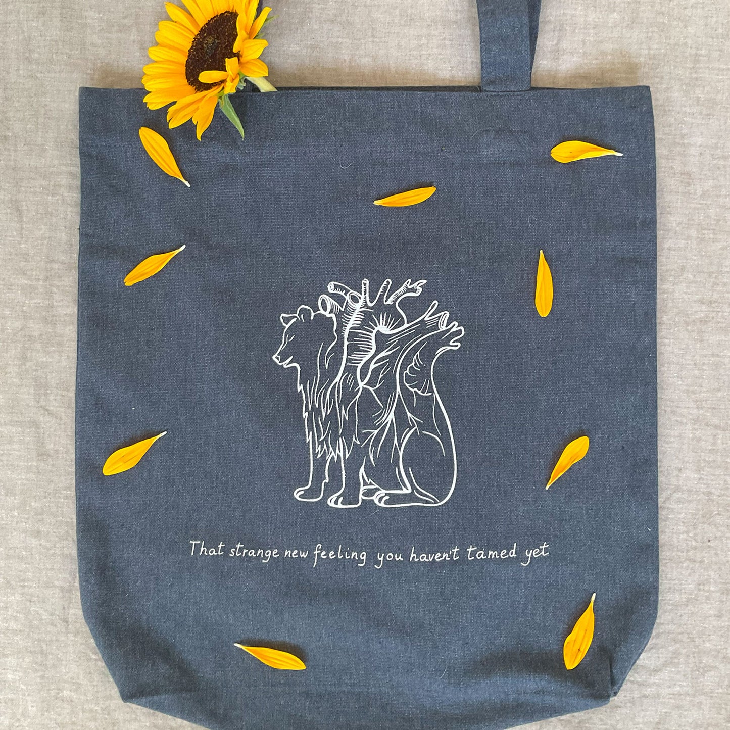 "Feelings untamed yet" -  Thick woven bag