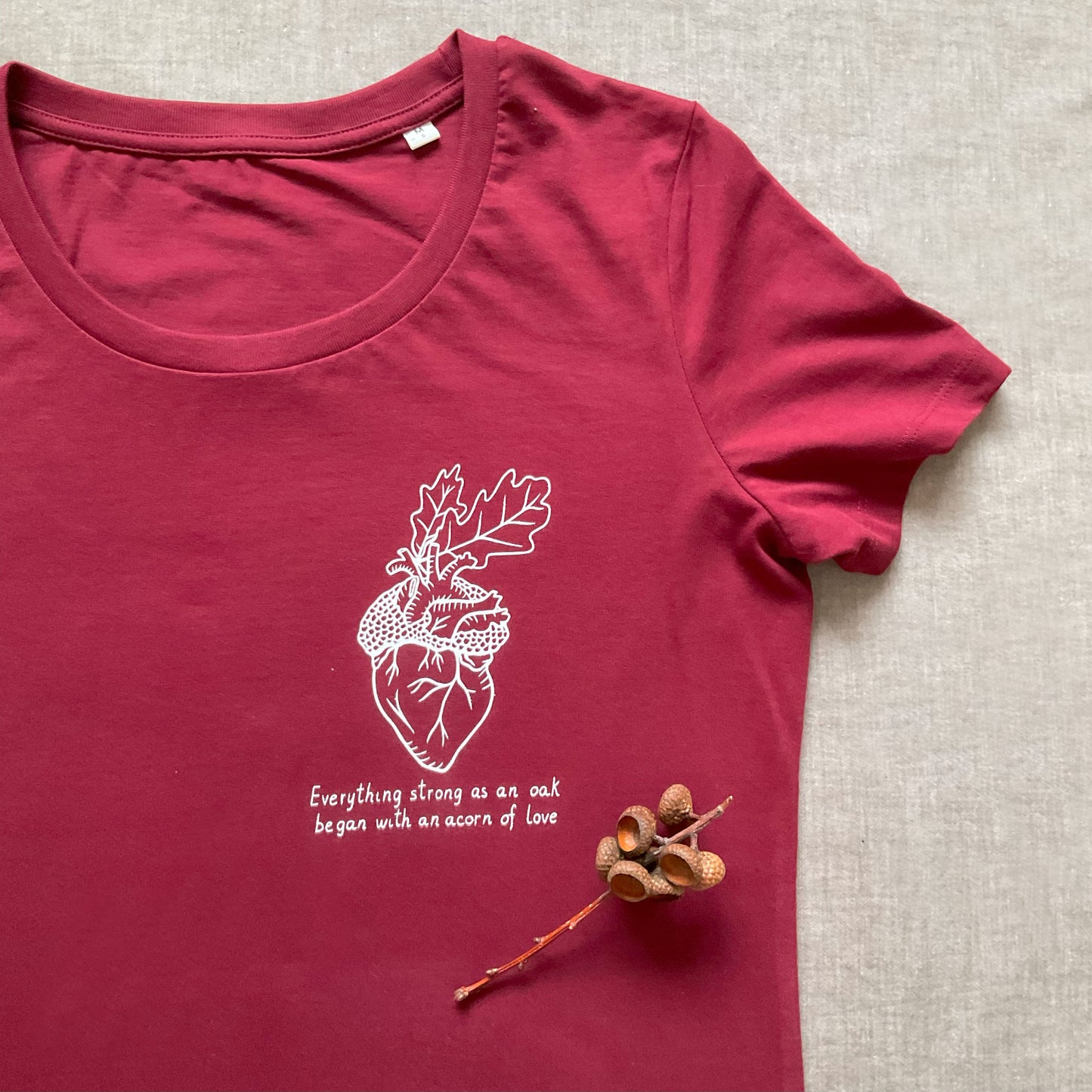 "Acorn of love" - Tight fit T-shirt - Scoop Neckline