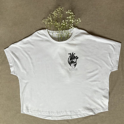 Tricou cu mâneci rulate "Louder togheter", White