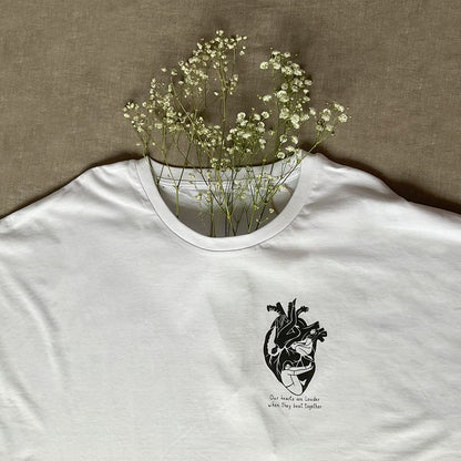 Tricou cu mâneci rulate "Louder togheter", White