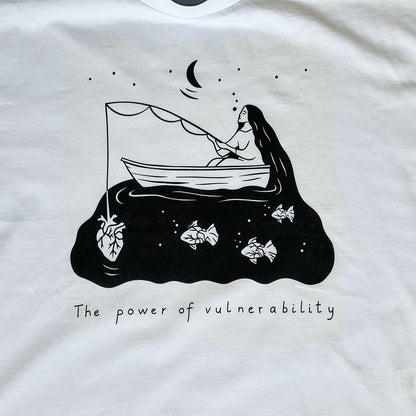 "Power of vulnerability" - Oversized rolled sleeves T-shirt