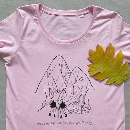 "It's a long hike, but I'll show you the way" - Tight Fit T-Shirt - Scoop Neckline